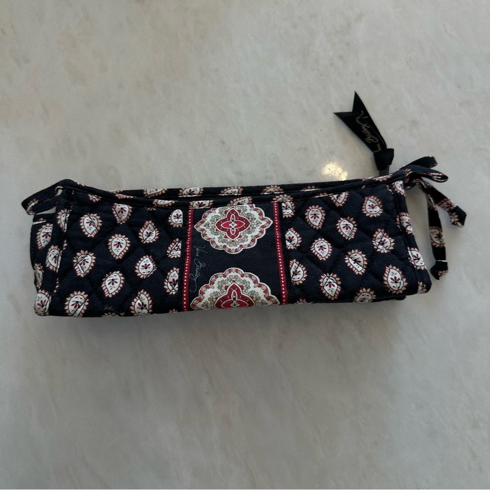 Vintage Vera Bradley Makeup Brush Bag Retired Classic Black Pattern Quilted Case - Picture 2 of 7